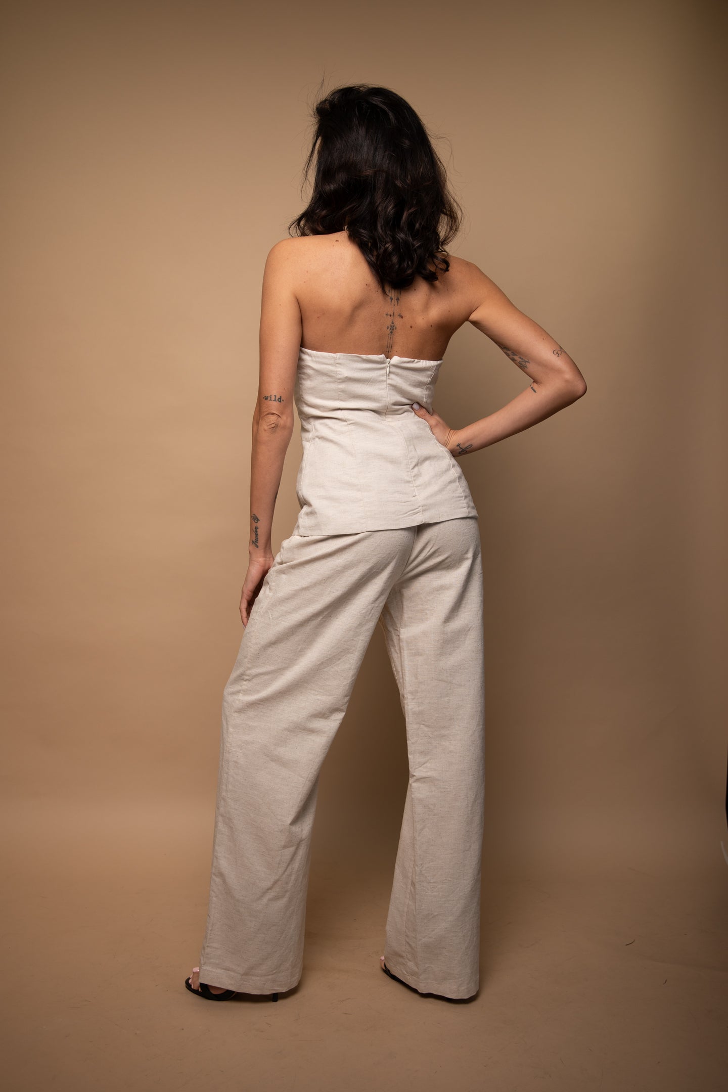 PANTALONE ECRU MISTO LINO