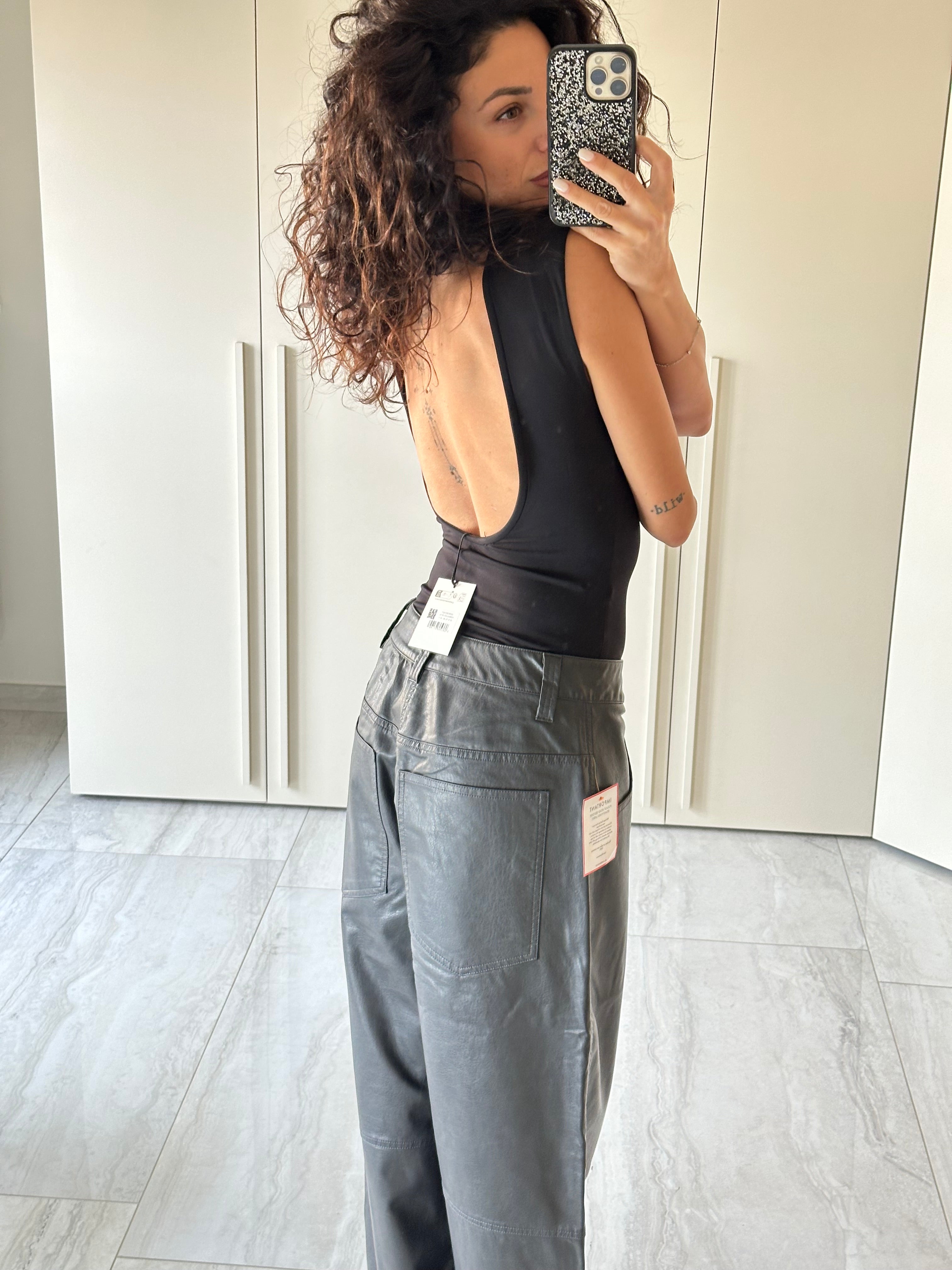 Pantalone over ecopelle