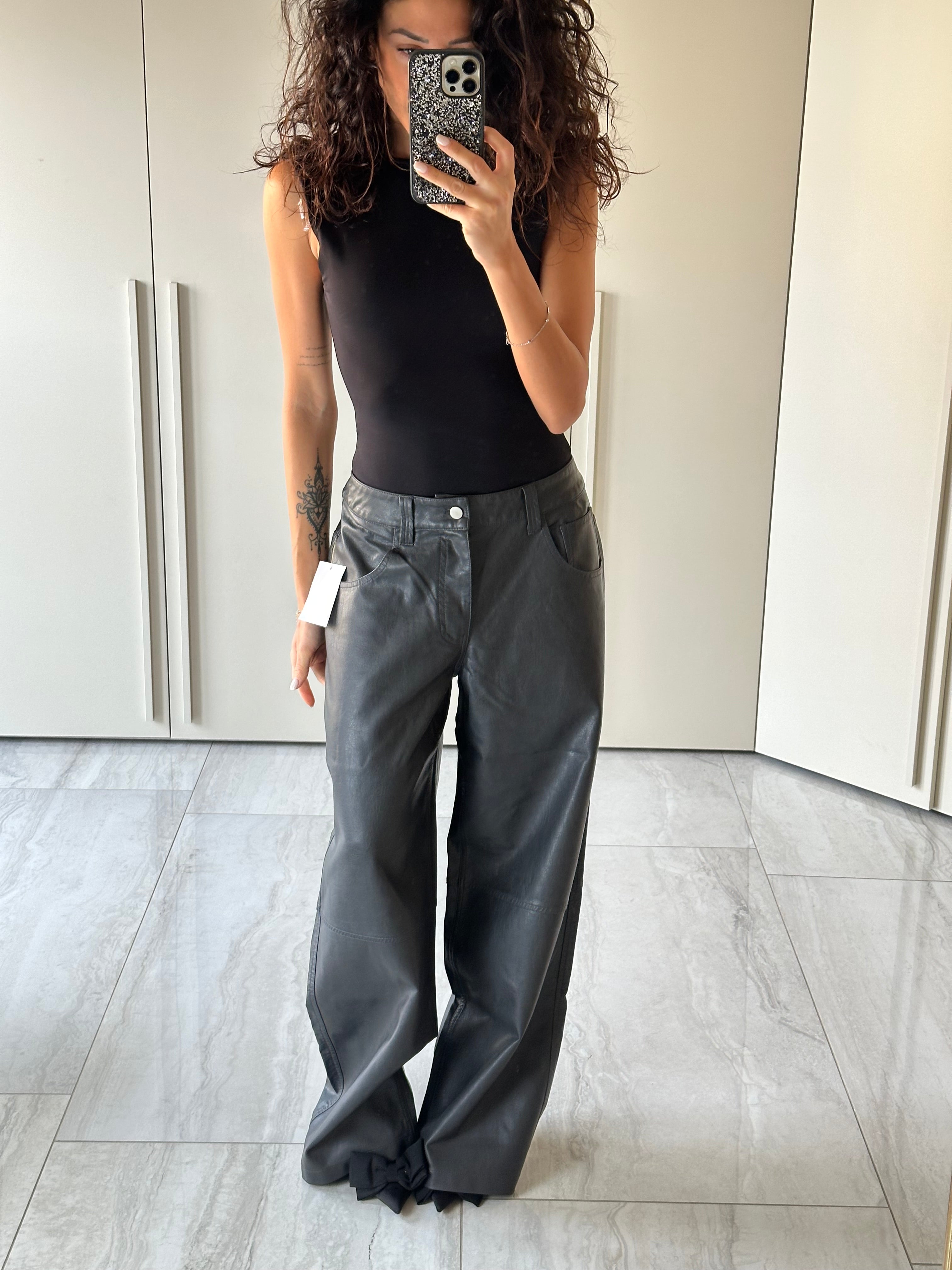 Pantalone over ecopelle