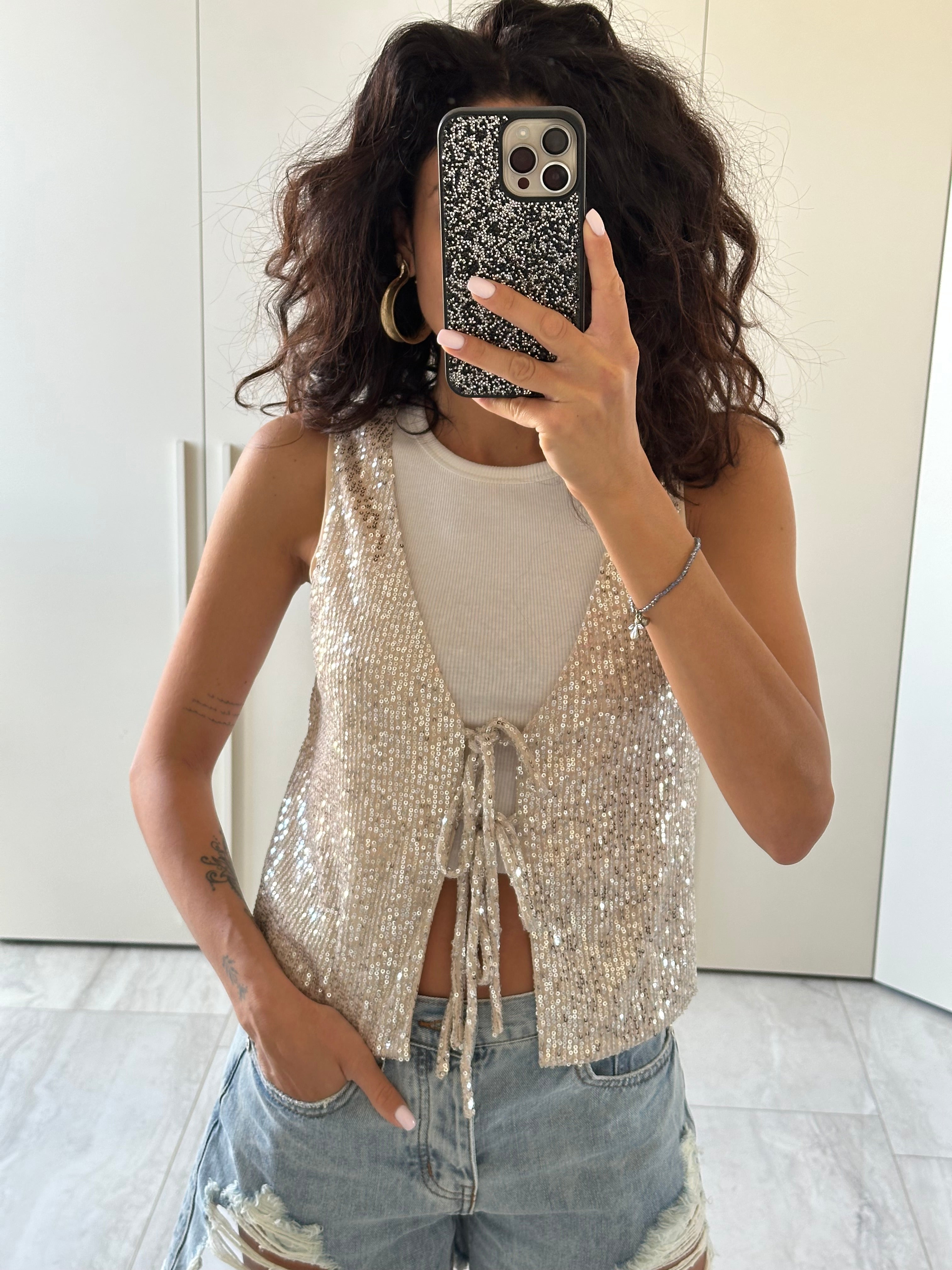 GILET PAILLETTES GLAMOROUS