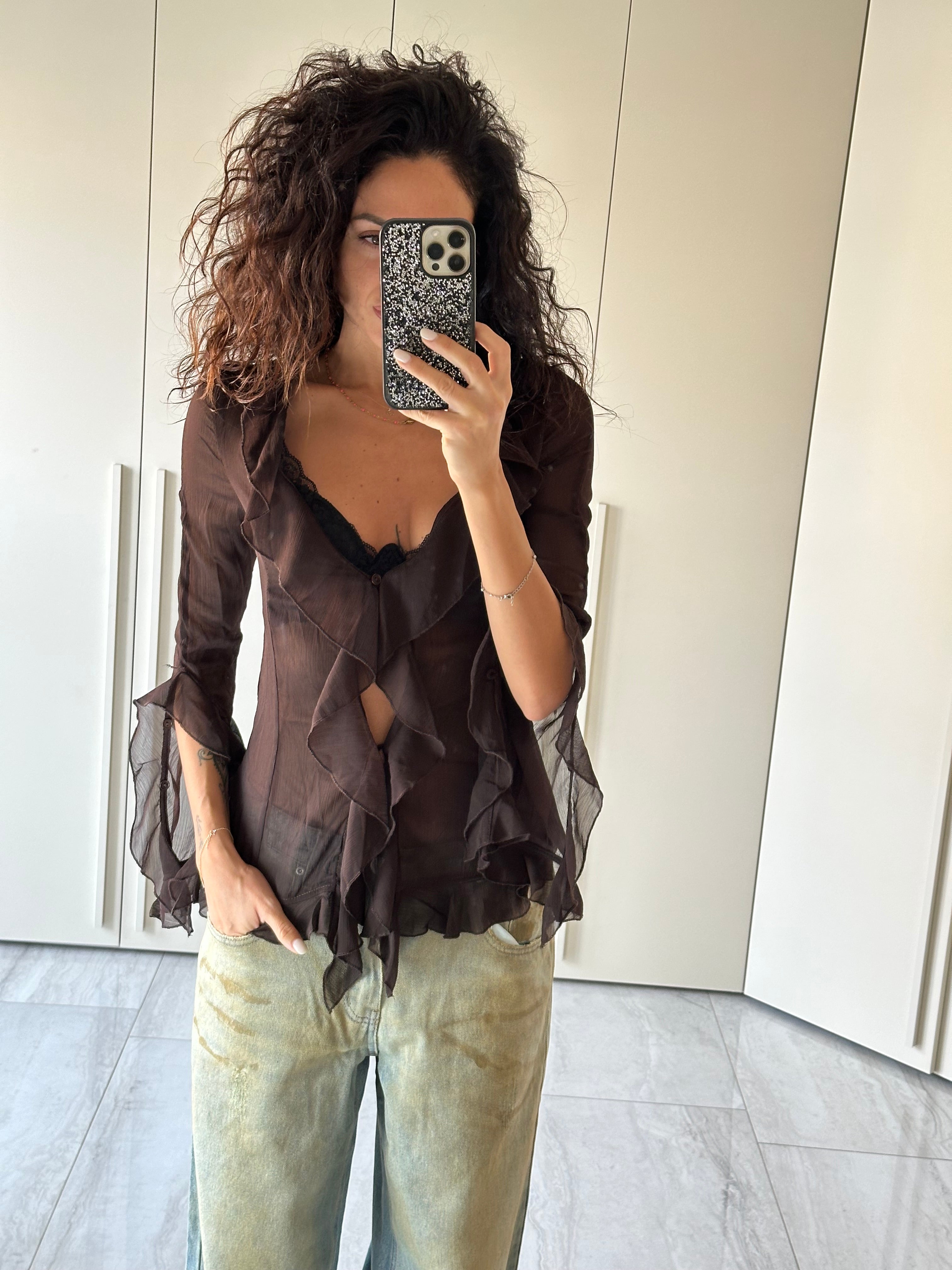 Camicetta marrone trasparente